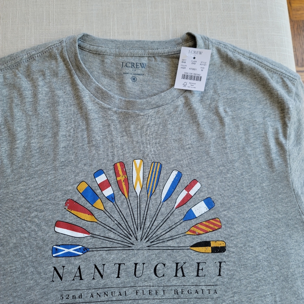 New! J. Crew sz Medium M Nantucket Oars Graphic Gray T-shirt Top Tee NWT - Picture 4 of 11